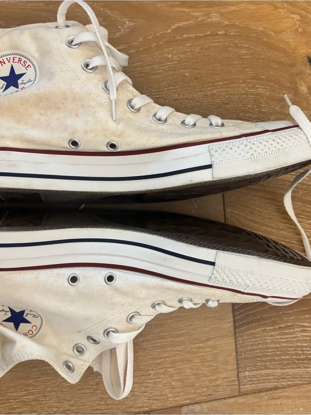 Converse All Star White High-Top Canvas Sneakers with Red Trim - Picture 3 of 7